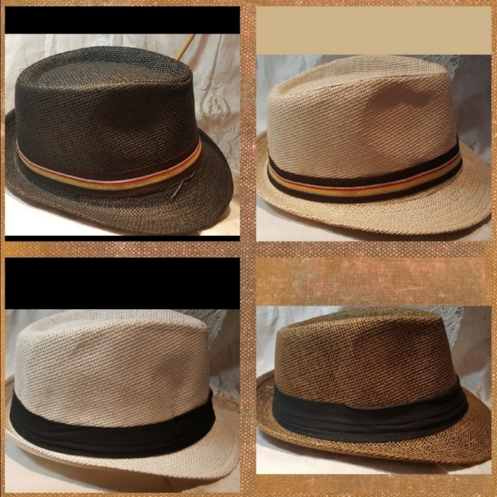Fedora Short Brim Unisex Hat, 4 Colors  Ribbon Accent, 8-1/2 L X 6 1/2 W - Picture 2 of 16